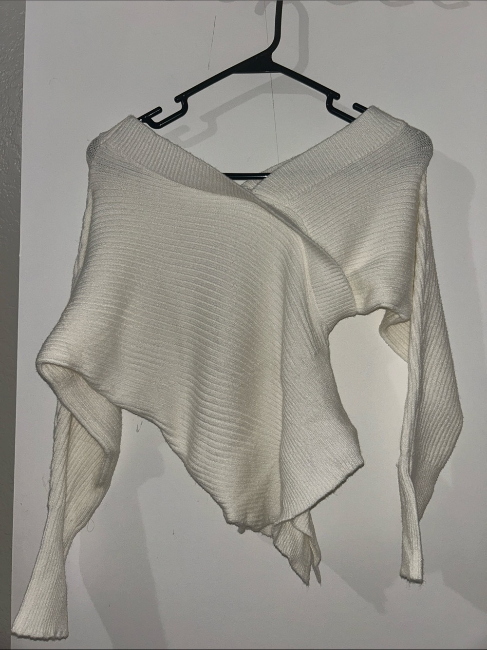 SHEIN Asymmetrical White Sweater
